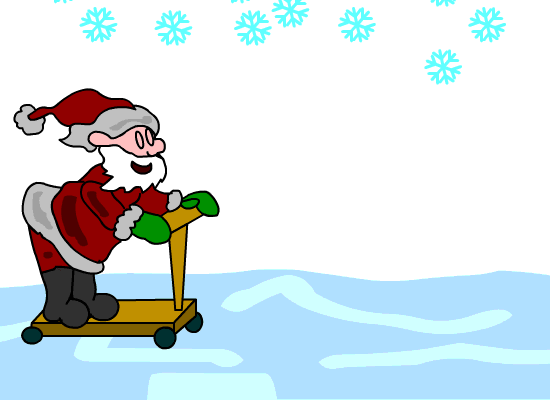 santa riding scooter animated gif