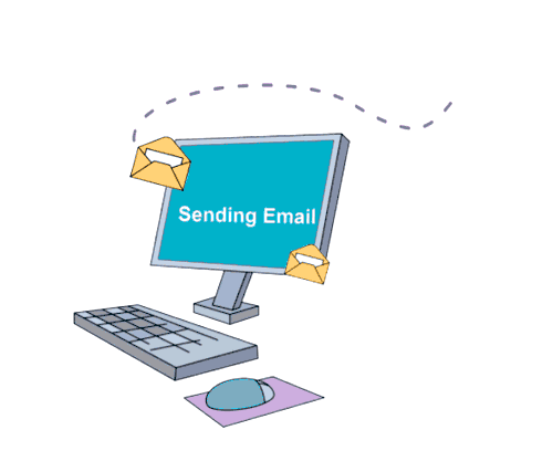 sending email on computer animated clipart