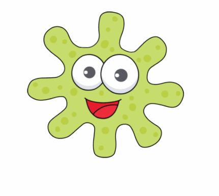 smiling green virus animated clipart