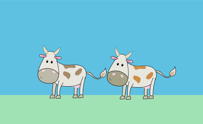 two smiling cows animated clipart