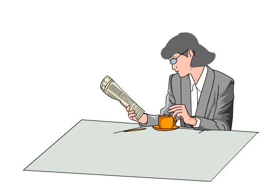 woman reading a newspaper