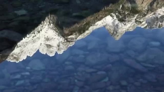 Reflection of snow covered mountains on a lake video