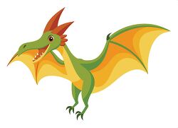  green pterodactyl with orange wings clipart
