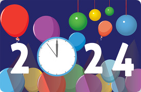 2024 clock coundown new year clipart