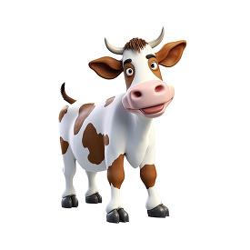 3d cartoon cow white background