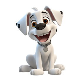 3d cartoon dog white background