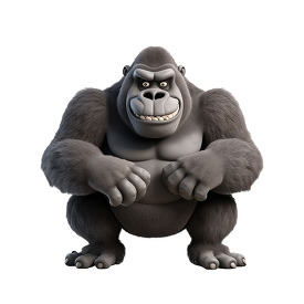 3D cartoon of a large Gorilla