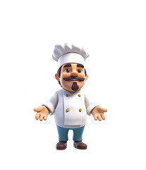 3d cartoon style chef wearing a hat