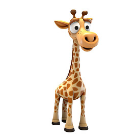 3D clipart image featuring an giraffe in cartoon style