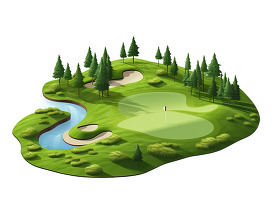 3d golf course surrounded by trees