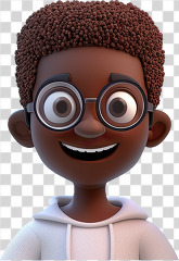 3D kid avatar african american boy with glasses
