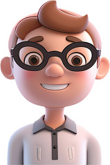 3D kid avatar black oval glasses