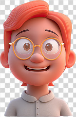 3D kid avatar boy with bright orange hair