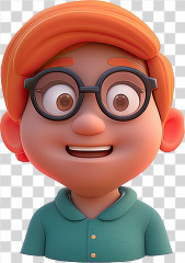 3D kid avatar boy with glasses orange hair