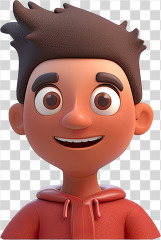 3D kid avatar boy with orange sweatshirt