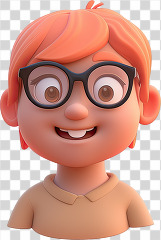 3D kid avatar cute boy with orange hair