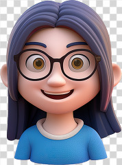 3D kid avatar cute girl wears glasses 32