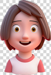 3D kid avatar girl with brown hair