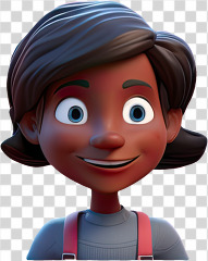 3D kid avatar girl with dark hair