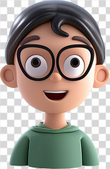 3D kid avatar green shirt and glasses