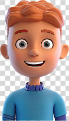 3D kid avatar happy boy with red hair