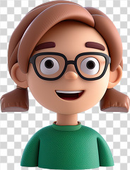 3D kid avatar pigtailed girl with green shirt