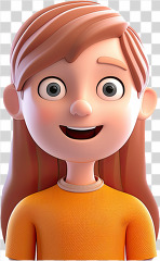 3D kid avatar wide-eyed girl