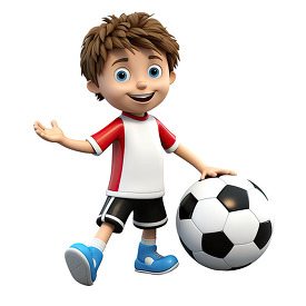 3D Little Boy with soccer ball