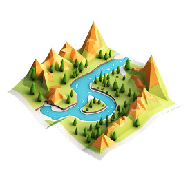 3d map of mountains with river