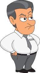 a boss in office with serious expression gray color clipart