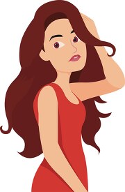 actress in red dress long har clipart