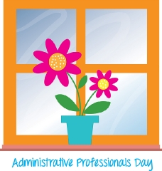 Administrative professionals day flowers window clipart