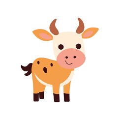 adorable baby cow in a playful flat illustration style