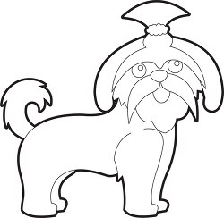 adorable brown shih tzu dog with bow in hair printable outline c