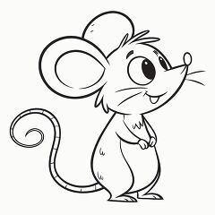 Adorable Cartoon Mouse black outline