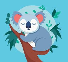 adorable koala hugging a tree branch clipart