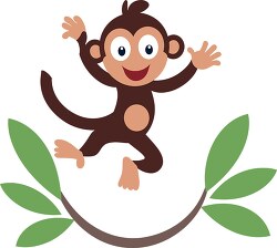 adorable simple monkey jumping in the air clipart