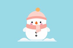 adorable smiling snowman with a cozy hat and scarf