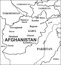 Afghanistan country map black white