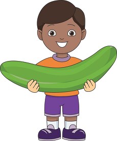 african american boy holding cucumber