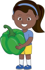 african american girl cartoon character holding green bellpepper