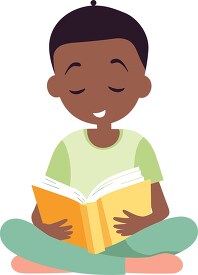 african american yound child reads a book