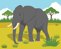 african Elephant-roaming the savana clipart