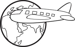 airplane travel around globe outline 12