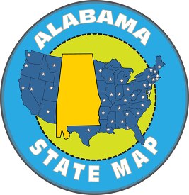 alabama state map with us map round design