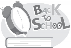 alarm clock ringing back to school gray color clipart