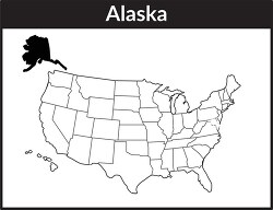 alaska map square black white clipart