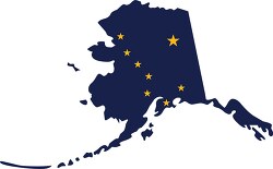 alaska state map with flag overlay clipart