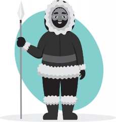 alaskan eskimo man in winter clothing gray color clipart