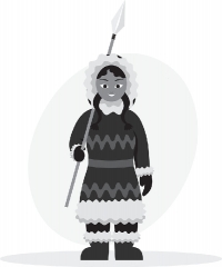 alaskan eskimo woman in winter clothing gray color clipart